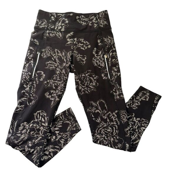 Athleta Rainier Reflective Tight fleece brushed inside Aluna Bloom Black small - Picture 3 of 9